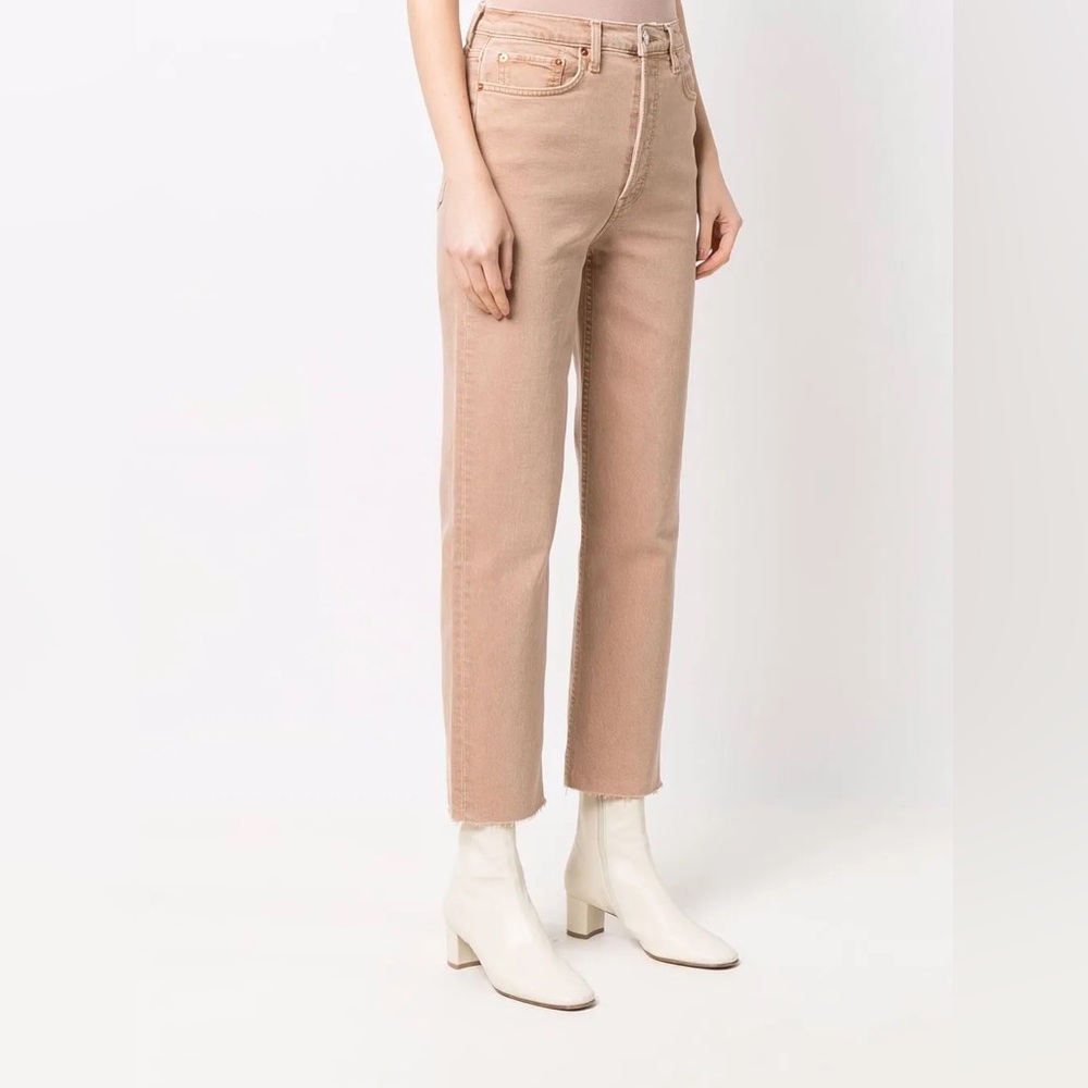 RE/DONE NWT 90s High Rise Stove Pipe Washed Khaki Size 26 193-3WUHRSTV